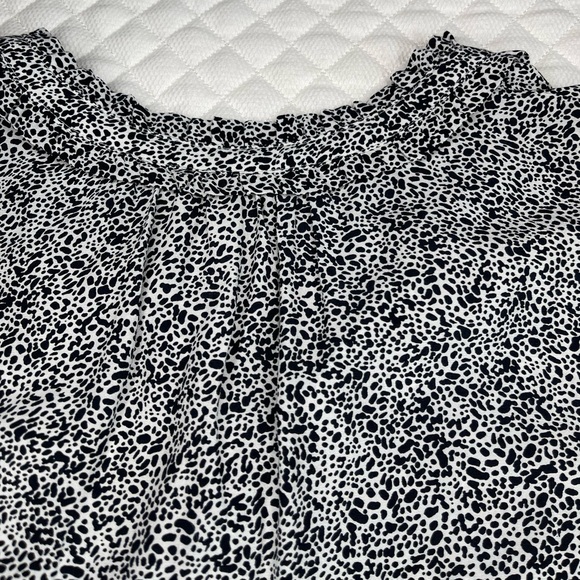 Talbots Ruffled Split Neck Shell in mini Animal Print - Picture 10 of 10